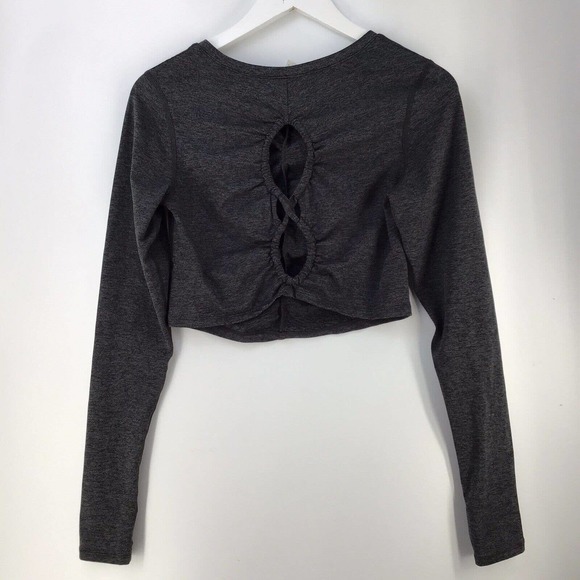 FP movement long sleeved Gray Athletic Exercise Crop top Size Medium - Picture 3 of 11